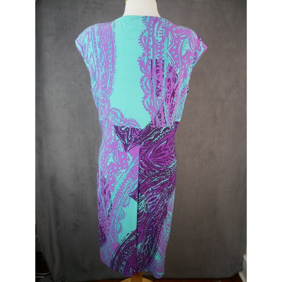 Ralph Lauren Womens Dress 14 Purple Blue Sheath Ruched Side Sleeveless - Picture 3 of 9